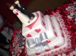 Bolo de casamento.Dois andares bolo verdadeiro, �ltimo andar bolo falso.