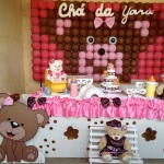 Chá de bebe Ursa marrom e rosa