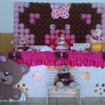 Decora��o ursa marrom e rosa