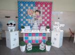 Decoração Clean rosa e azul ( chá de bebe )