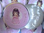 Latinha Personalizada Batizado Menina com mini terço.