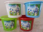 Balde de pipoca smurfs. Em qualquer tema. 1,5L. VAZIO. baldinho + adesivo.