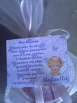 Latinha Personalizada Batizado com mini terço.