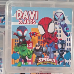 Caixa Organizadora de Doces, Homem Aranha e seus amigos.